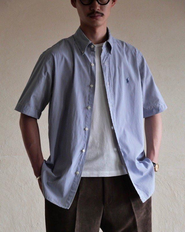 1990~00's RalphLauren BlueWhite
Stripe B.D. S/S Shirt