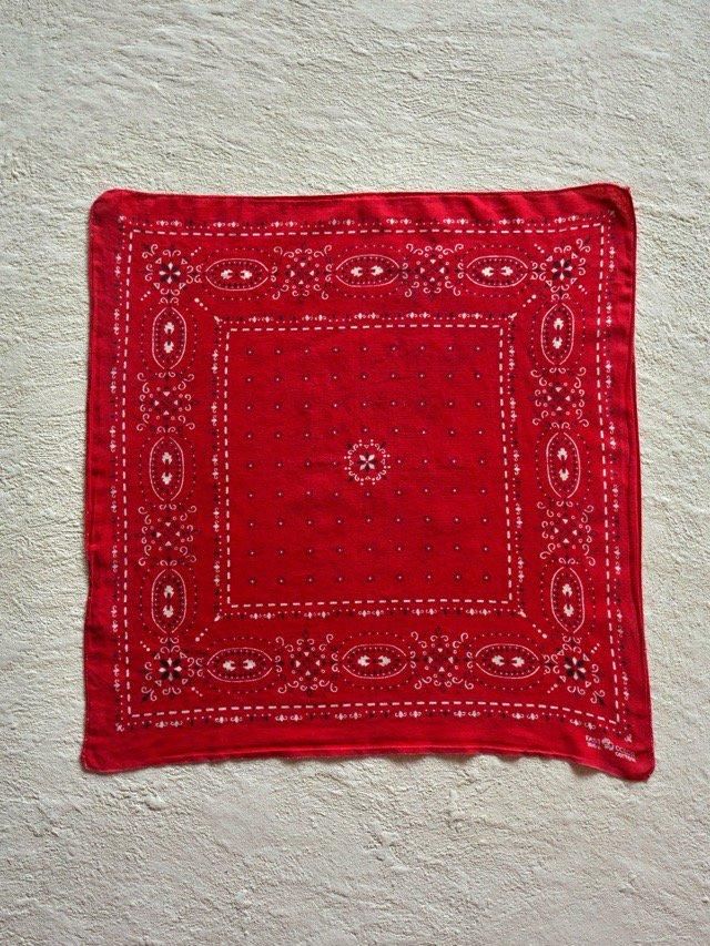 ~1970's Vintage 100%Cotton Bandana, Red