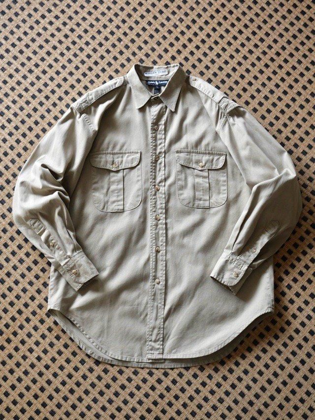 1980~90's Vintage RalphLauren Officers Twill Shirt, Made in USA.