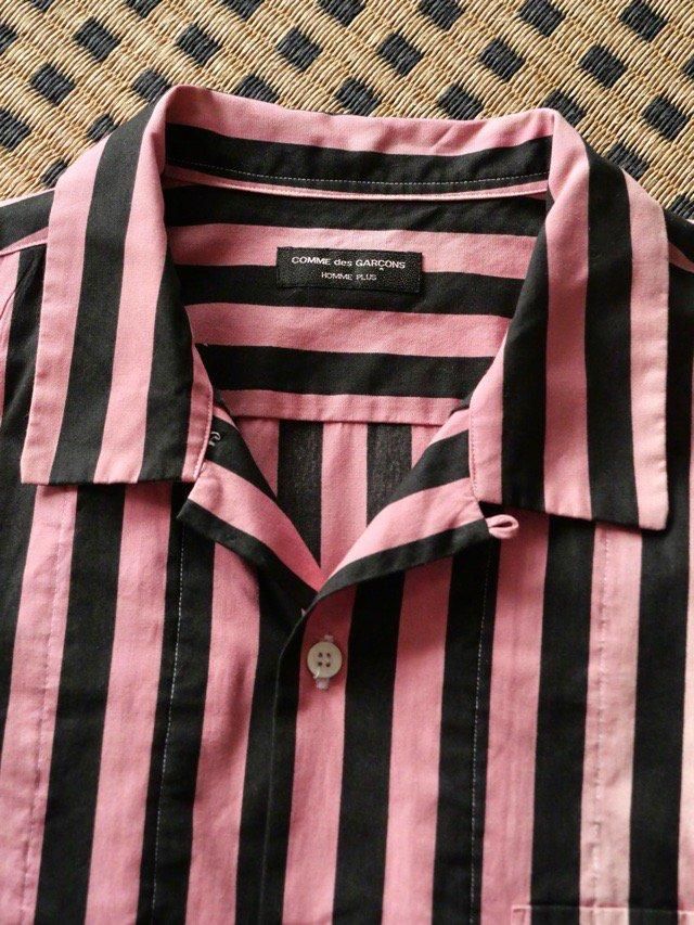 AD2000 COMME des GAR&#199;ONS HOMME PLUS Cotton Stripe S/S Shirt, Inside Frill