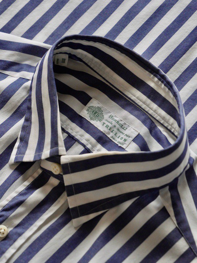 LUIGI BORRELLI Cotton Stripe Shirt, S/S Remake