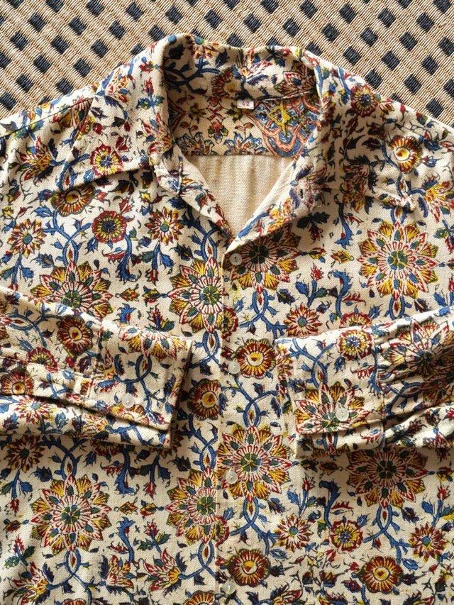 1960~70's Vintage Botanical Printed Cotton Shirt