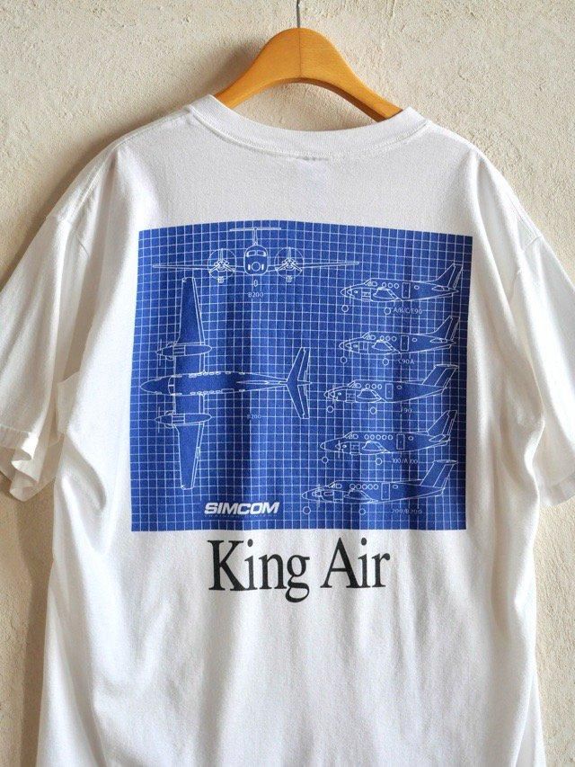 ~00's Vintage Printed T-shirt "SIMCOM / KING AIR" 100% Cotton, Made in Honduras.
