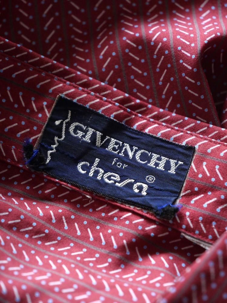1970~80's GIVENCHY Vintage Printed Shirt, "Geometric Herringbone Pattern"