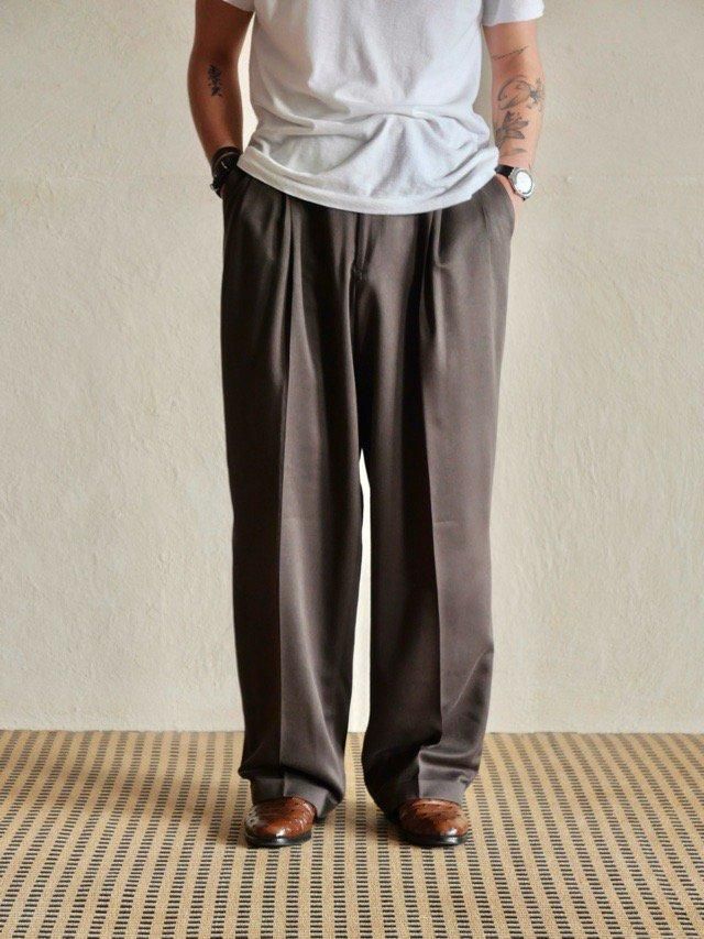 1990's 3tucks Microfiber Trousers "Brown"
