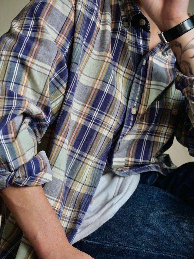 00's EddieBauer Indian-cotton Check Shirt