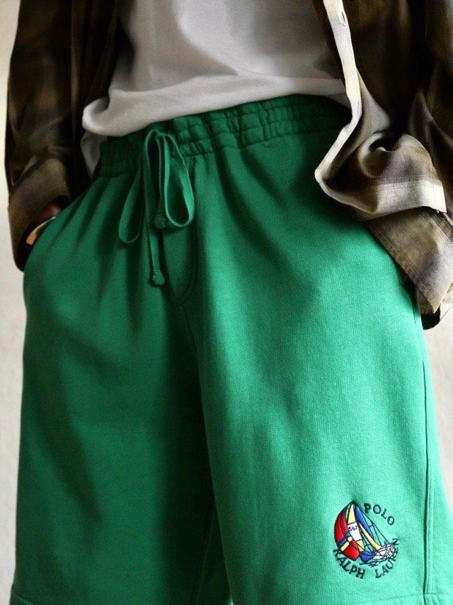 RalphLauren Embroidered Sweat Shorts, Green