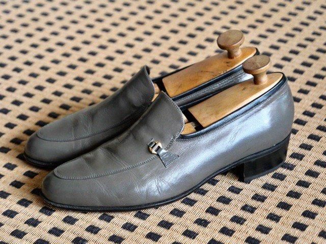 90's FLORSHEIM Leather Slip-on Shoes, GRAY