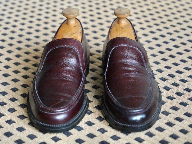 80's SALAMANDER Leather Slip-on Shoes, Burgundy / Made in West-Germany.
