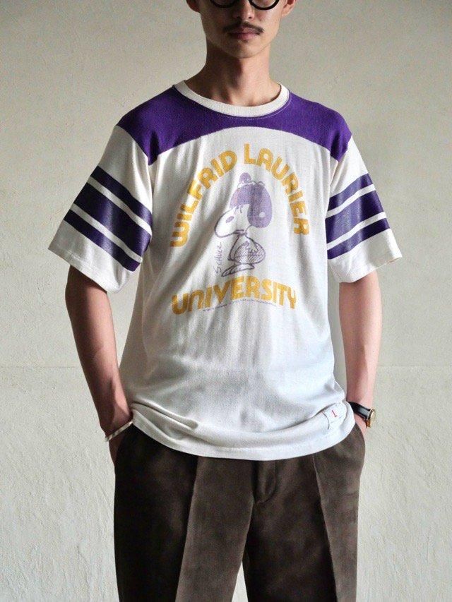 1970~80's Vintage Printed Football T-shirt "SNOOPY"