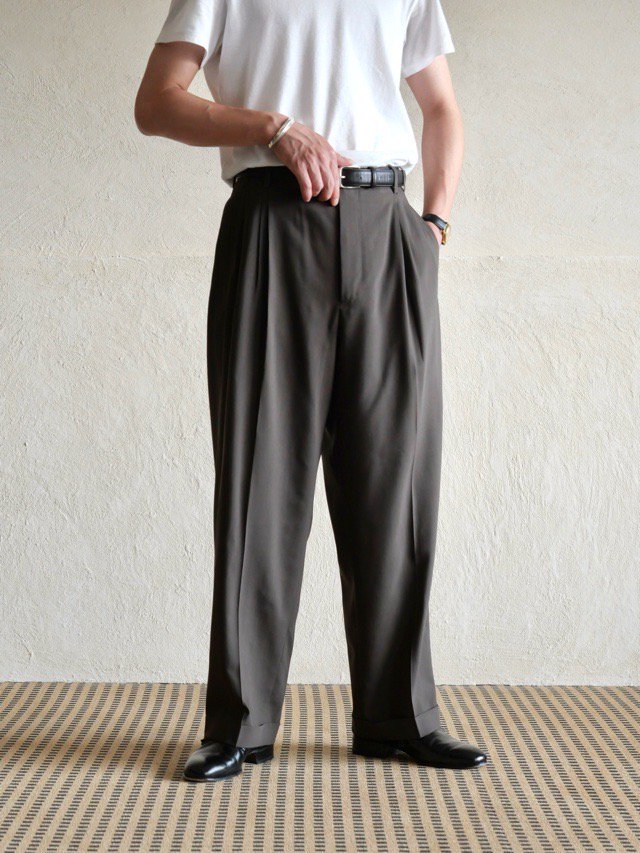 00's Zanella 4tucks Wool Trousers, Made in ITALY.