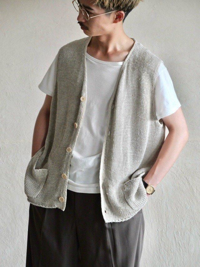 1990~00's CalvinKlein 100% Linen Switch Vest