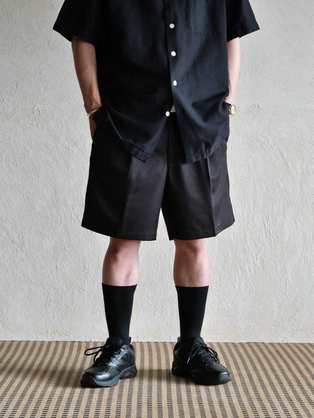 1990~00's "haggar" Black Peach-skin Trouser-Shortsw.32