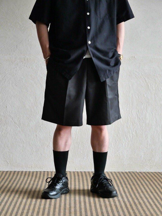 1990~00's "IZOD" Black Peach-skin Trouser-Shorts