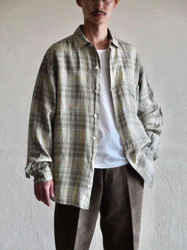 Early00's BananaRepublic 100% Linen Check Shirt