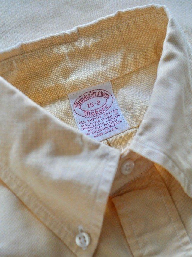 1980's Vintage BrooksBrothers Oxford B.D.Shirt, Lemon / Made in USA