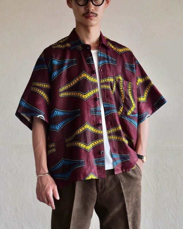1980s Vintage African Batik Print Handmade S/S Shirt