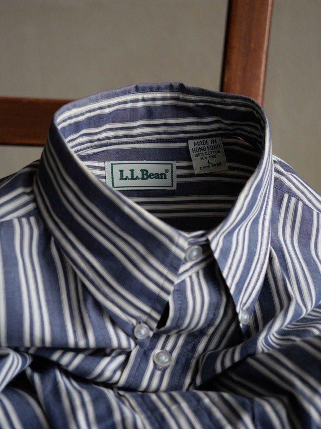 1990's L.L.Bean Stripes Broad Shirt "Blue"