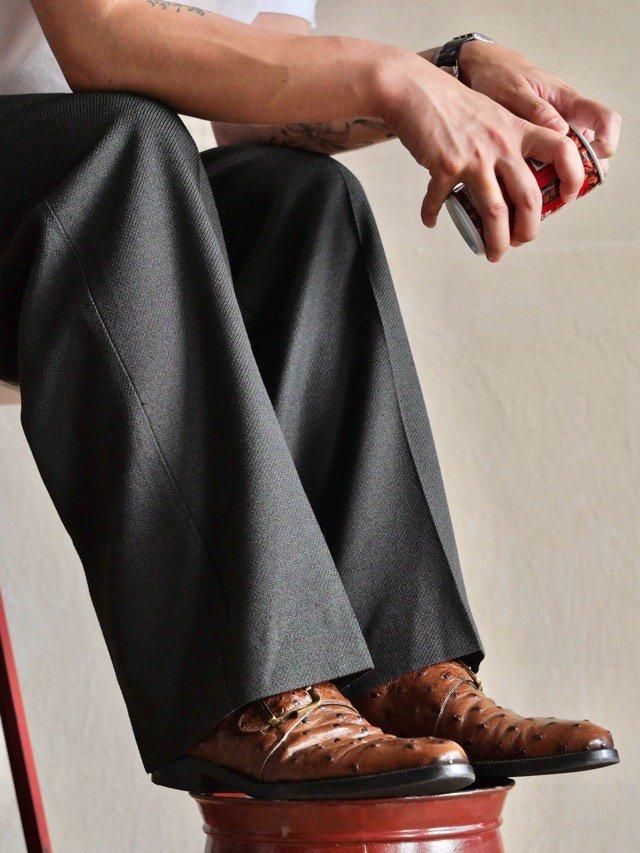1980~90's CITY STREETS Polyester&Rayon 1tuck Trousers, Charcoal