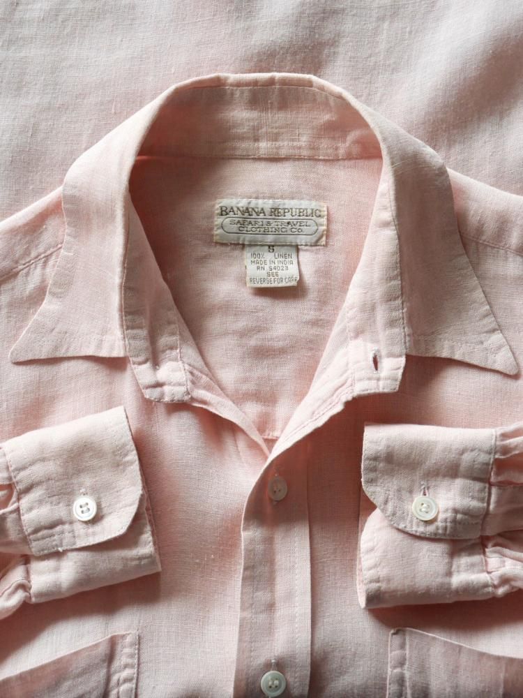 1980's BananaRepublic 100% Linen Shirt, Pink