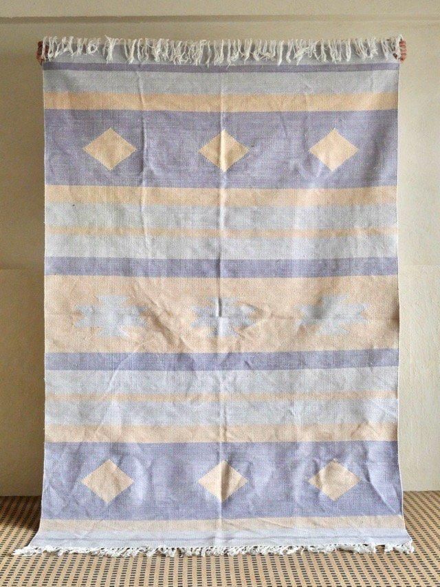Vintage Cotton Rag, Purple Border & Diamond Pattern