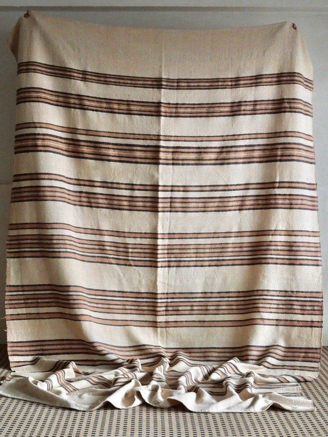 Vintage Cotton&Acrylic Rag, Brown&Black Border