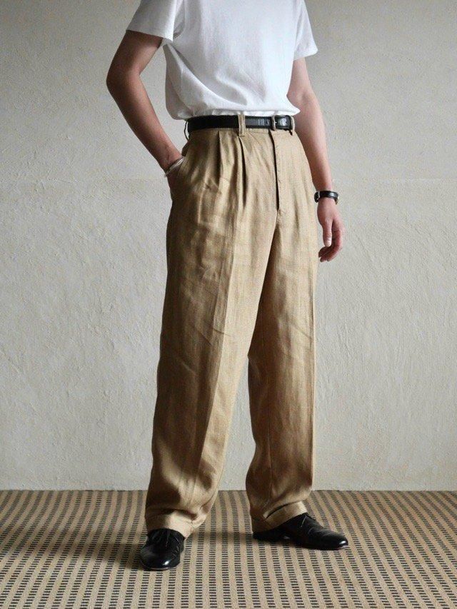 Early00's Vintage Gap 100% Linen Easy-Fit Trousers, Khaki/Beige?