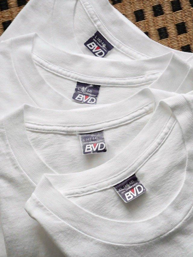 1980's Vintage B.V.D. Blank White T-shirtSize L / XL