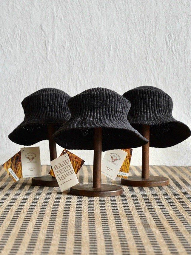 "NEW" HIGHLAND2000 Irish Linen & Cotton Backet Hat, BLACK / Made in England.