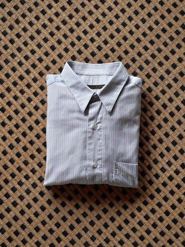 1990's Vintage DONNA KARAN NewYork
Cotton Stripes Dress Shirt, Made in Italy.
