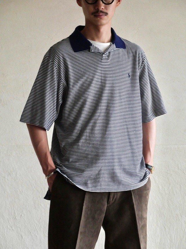 "1990~00's RalphLauren Cotton Knit Border Polo