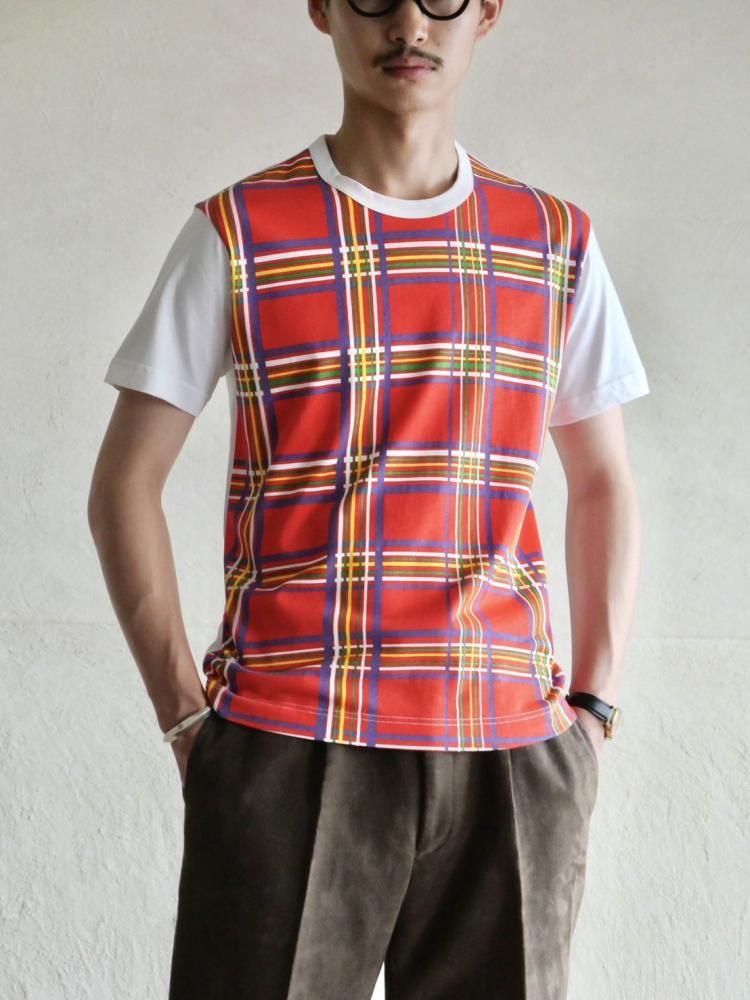 COMME des GAR&#199;ONS SHIRT Tartan Switched T-shirt
