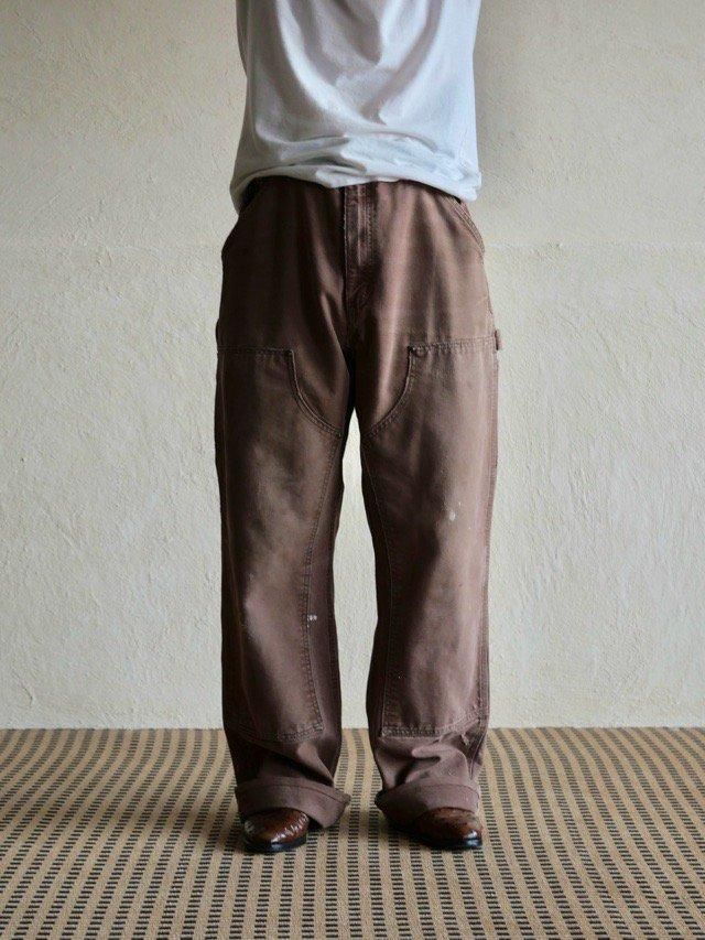 1990's Carhartt Canvas W-knee Pants "Fade-brown"