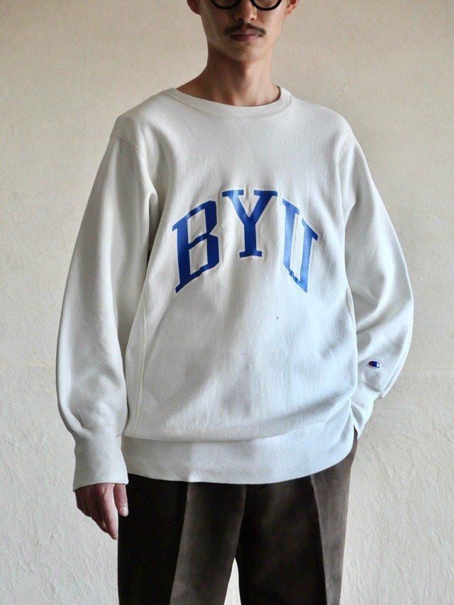 1990's Vintage Champion ReverseWeave Sweat Shirt "BYU" / Made in USA.