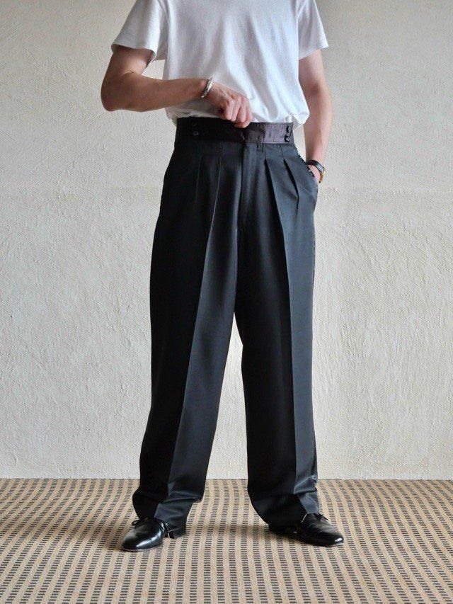 1970~80's Vintage Tailored Tuxedo-Trousers, Black