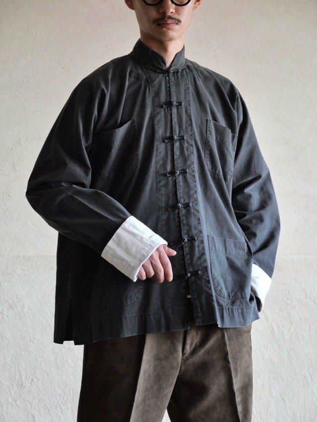 1970~80's Vintage Black Cotton Chinese Shirt ""
