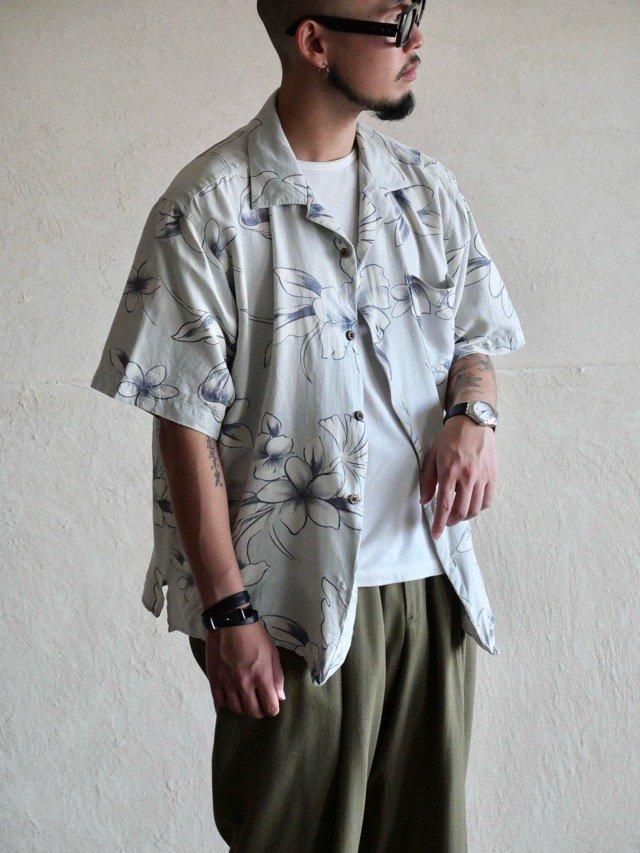 00's IslandRepublic Washable 100%Silk Hawaiian Shirt