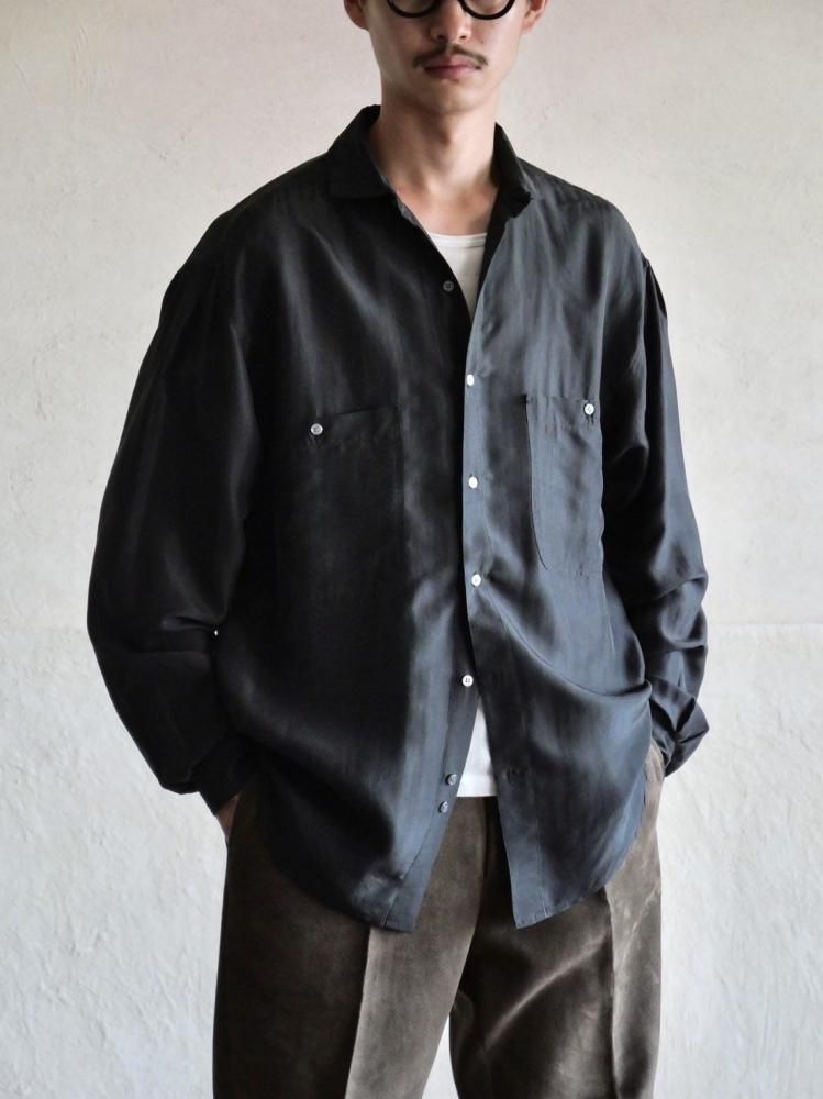 1990's PERRY ELLIS 100% Silk Shirt, Black