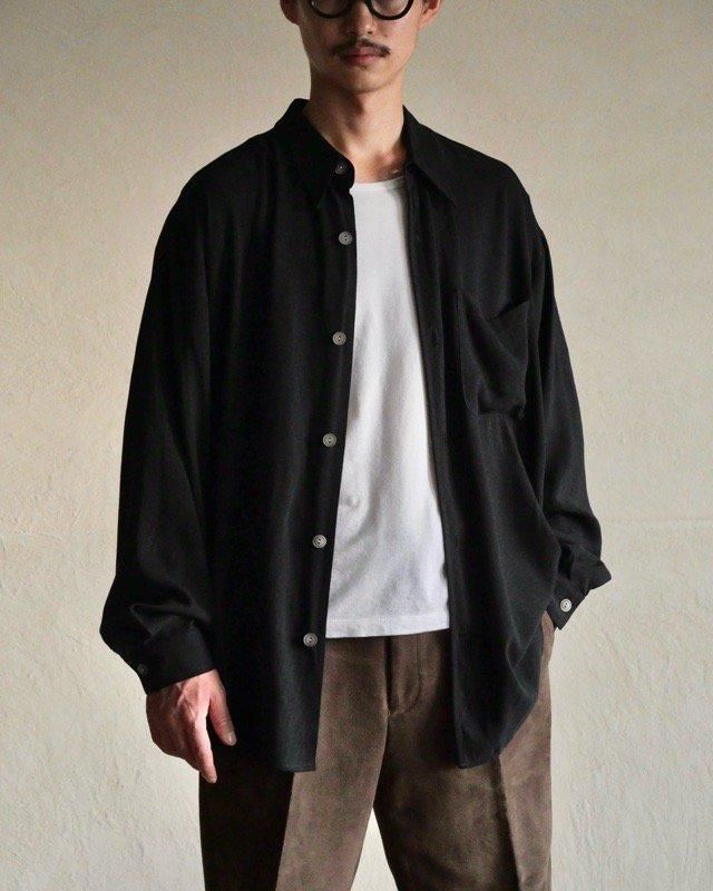 1980-90's Vintage DIRECTION Viscose&Tencel Shirt, Black