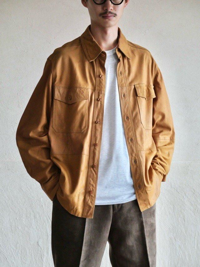 00's DANIER Nubuck/Leather Shirt, Brown