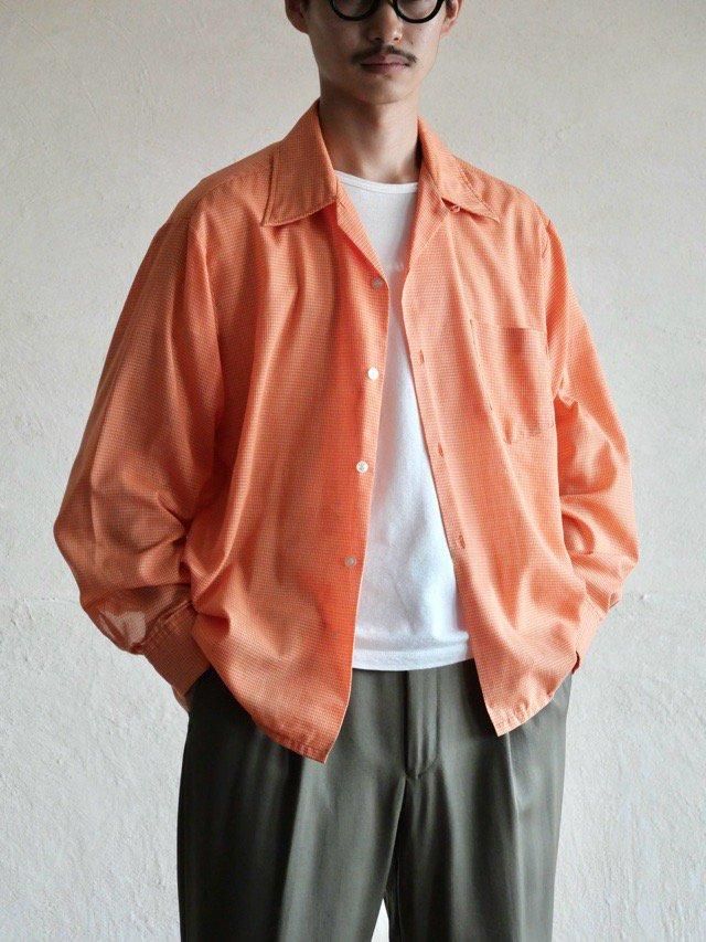 1960~70's Vintage CORSAIR Open-collar Check Shirt 