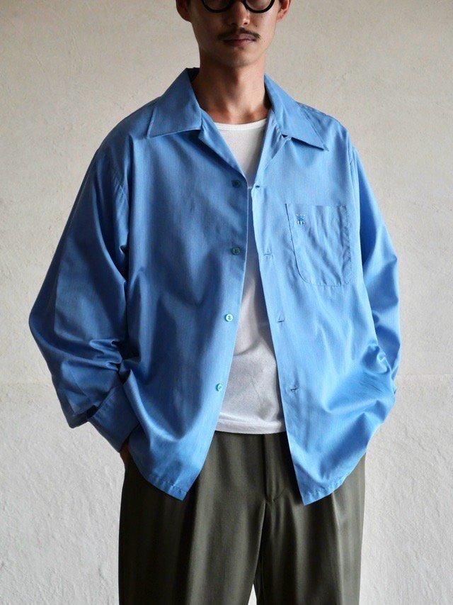 ~1970's Vintage Towncraft Open Collar Shirt, Blue