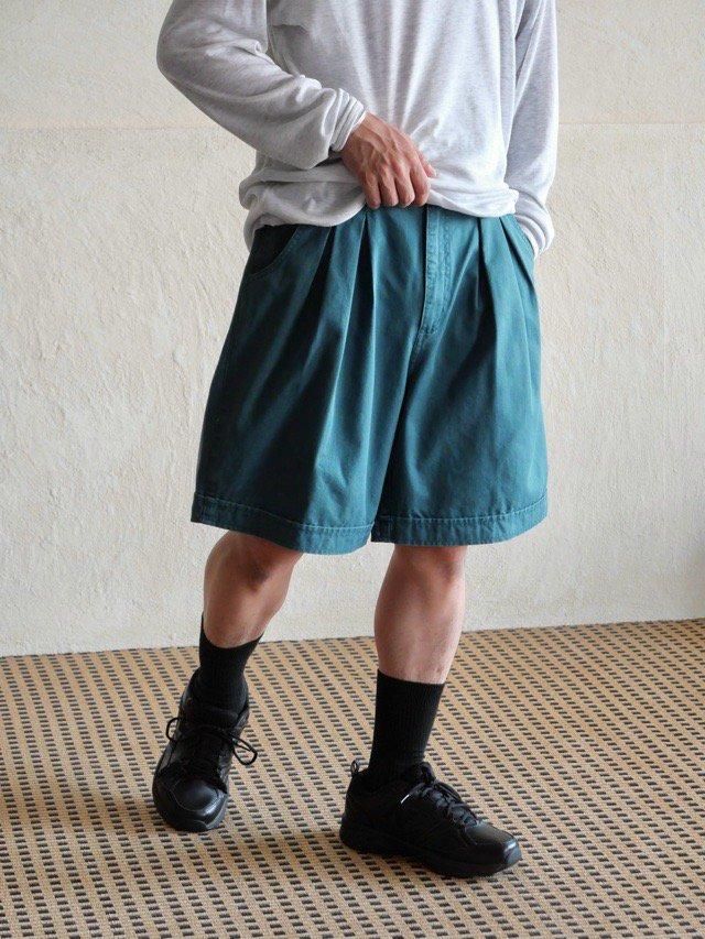 90's(04's?) SUPPLIES Cotton Pleats Shorts, Cyan
