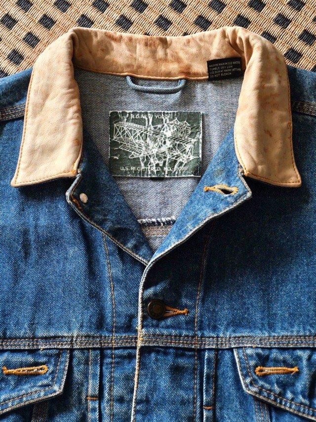 1980's RUTH DOUGLAS Leather-collar Denim Jacket - Vintage