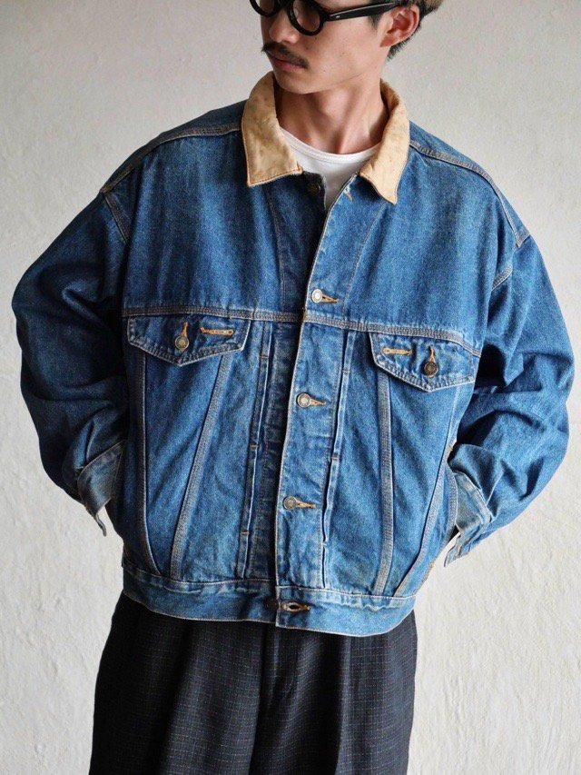 1980's RUTH DOUGLAS Leather-collar Denim Jacket
