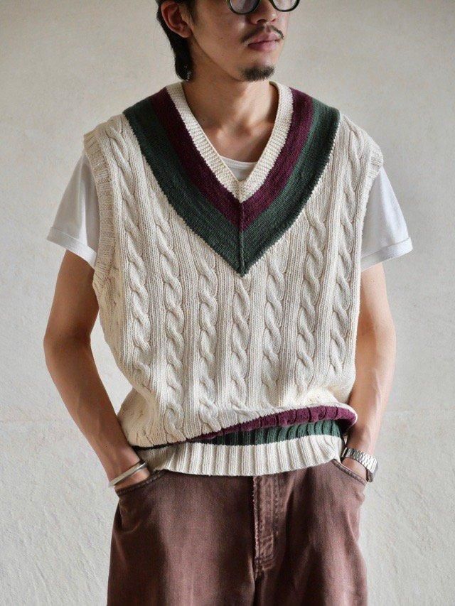 1990&#12316;00's Vintage RalphLauren Tilden
Cotton Hand Knit Vest