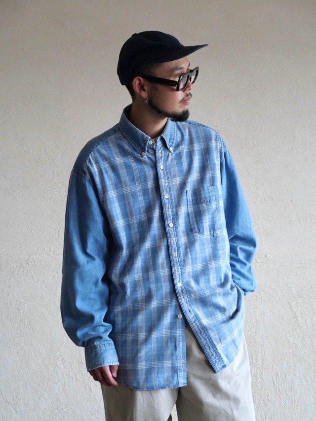 1990's Gap Light-Denim Switching Design Shirt