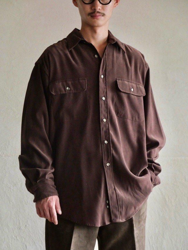 1990's Vintage St.John'sBay polyester-Suede Shirt , Brown