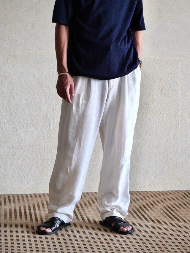 1990~00's BrooksBrothers 100% Linen Trousers, Ivory