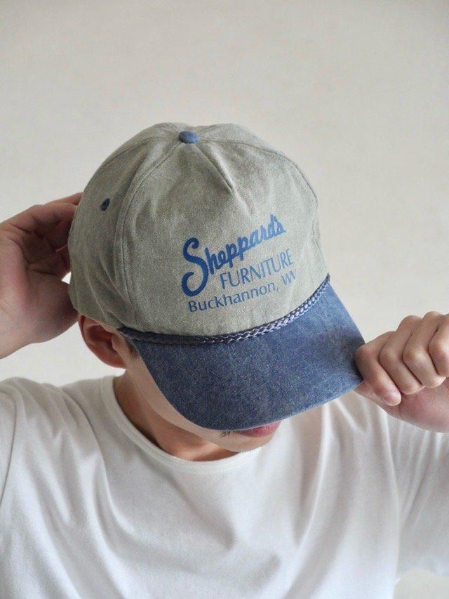 1990~00's Embroidered Cotton 2tone Cap 
 "Shepherd's Furntiture"